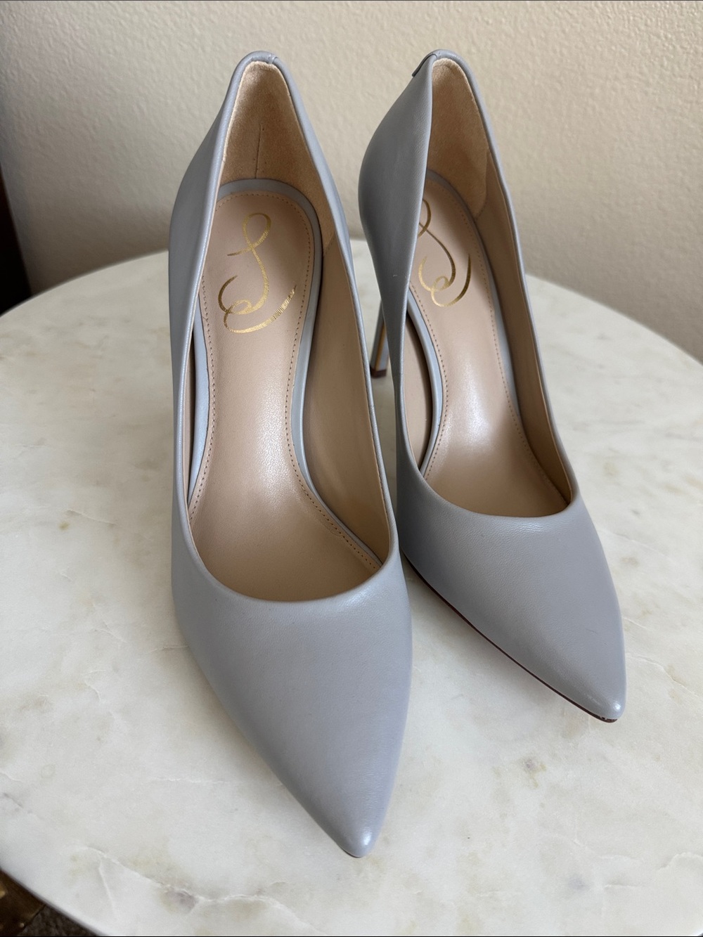 Sam Edelman Hazel Pointed Toe High Heels in Light Gray